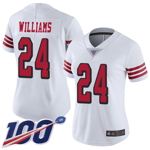 San Francisco 49ers Limited White Women K Waun Williams NFL Jersey #24 100th Season Vapor Untouchable Rush